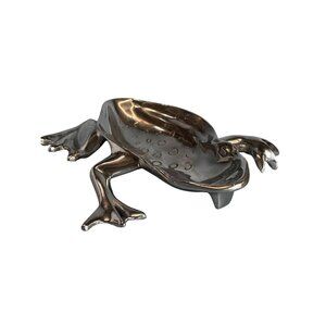 Mariposa Mexico Frog Dish Recycled Aluminum Silver 8x8x2 Inches